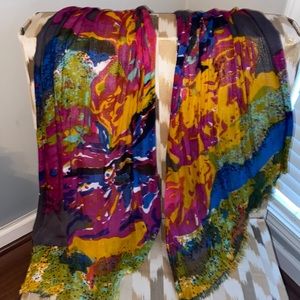 Multicolor thin scarf/shawl for all seasons. NWOT. Smoke free home.